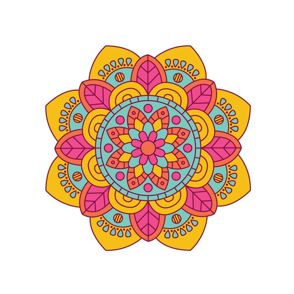 vecteur ensemble de coloré floral mandalas décoratif luxe mandala conception élégant coloré mandala Contexte symétrique coloré modèle, Indien modèle, Oriental crépiter