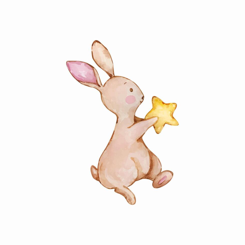 aquarelle mignonne bébé ange lapin, garderie vecteur