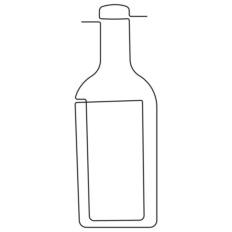 continu Célibataire ligne art dessin de du vin bouteille de l'alcool boisson dans griffonnage style contour vecteur illustration