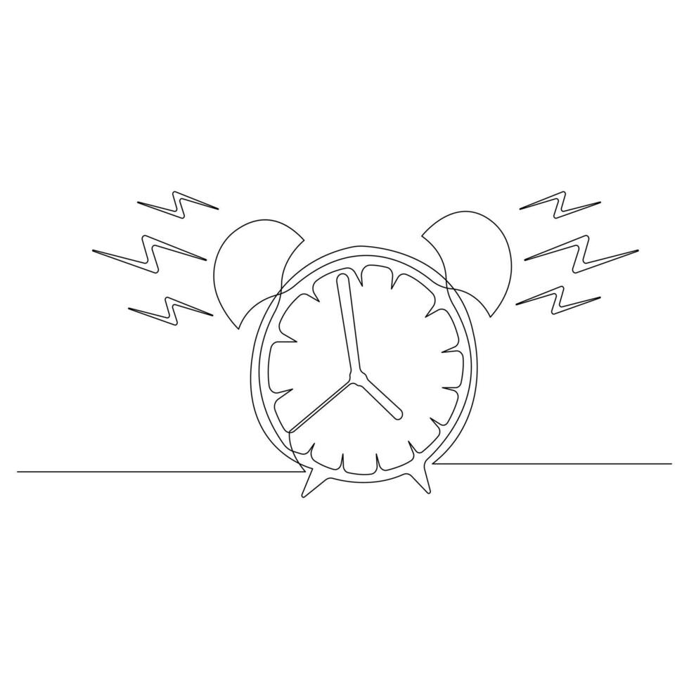 continu un ligne art dessin de sonnerie alarme l'horloge contour vecteur illustration