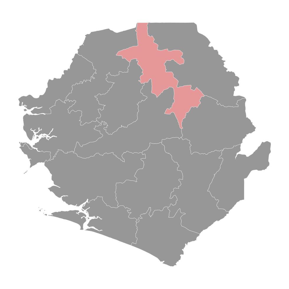 koinadugu district carte, administratif division de sierra Léon. vecteur illustration.