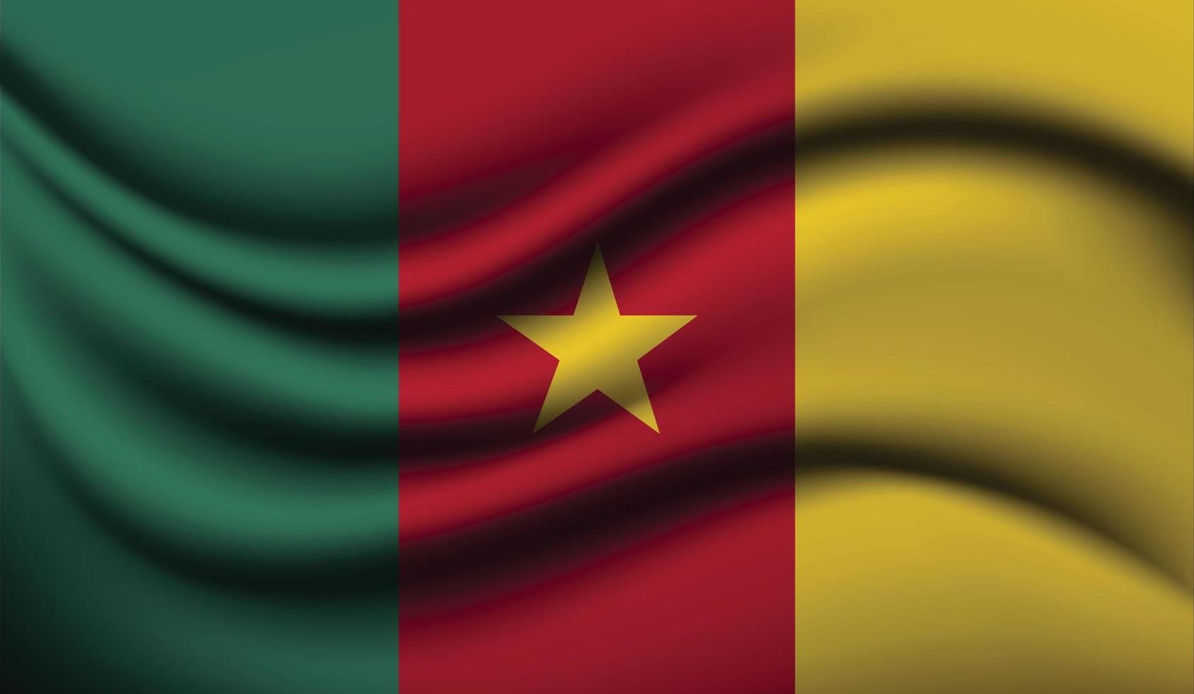 conception de drapeau ondulant réaliste du cameroun vecteur