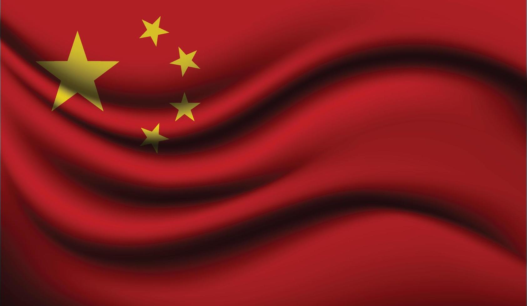 conception de drapeau ondulant réaliste de la chine vecteur