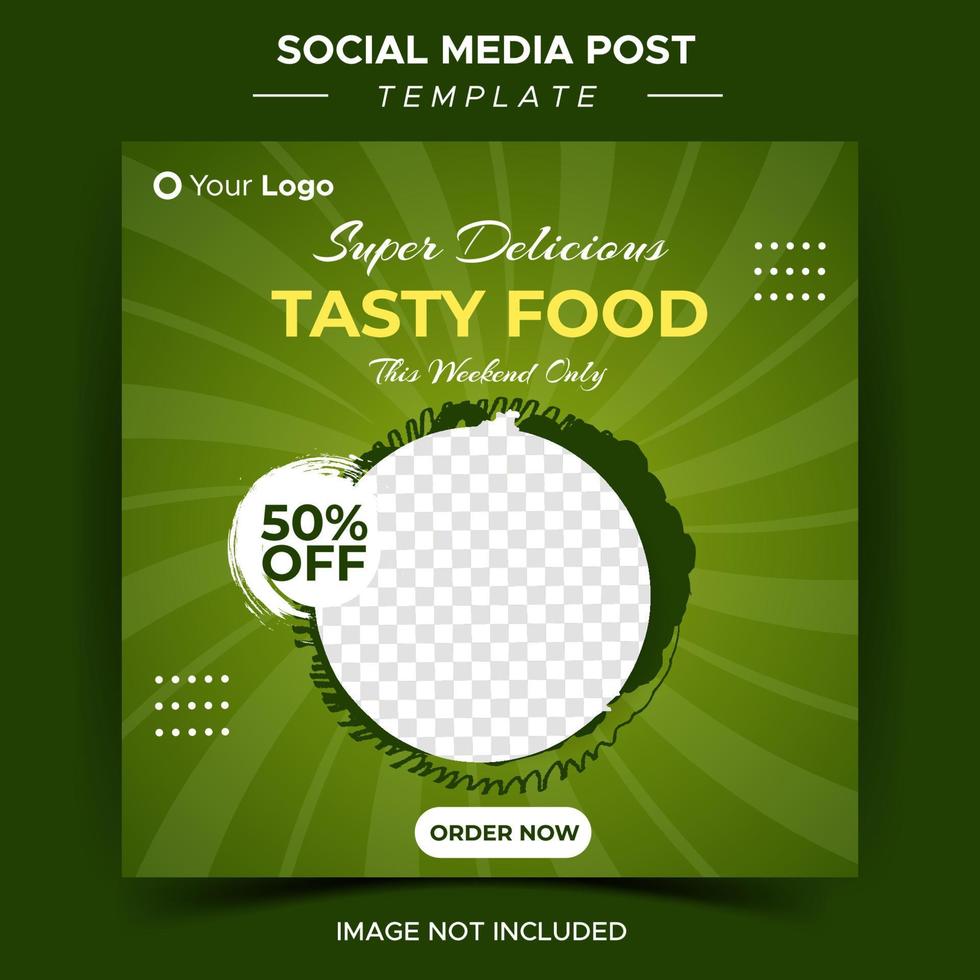 modèle de bannière de médias sociaux flyer nourriture super délicieux vecteur