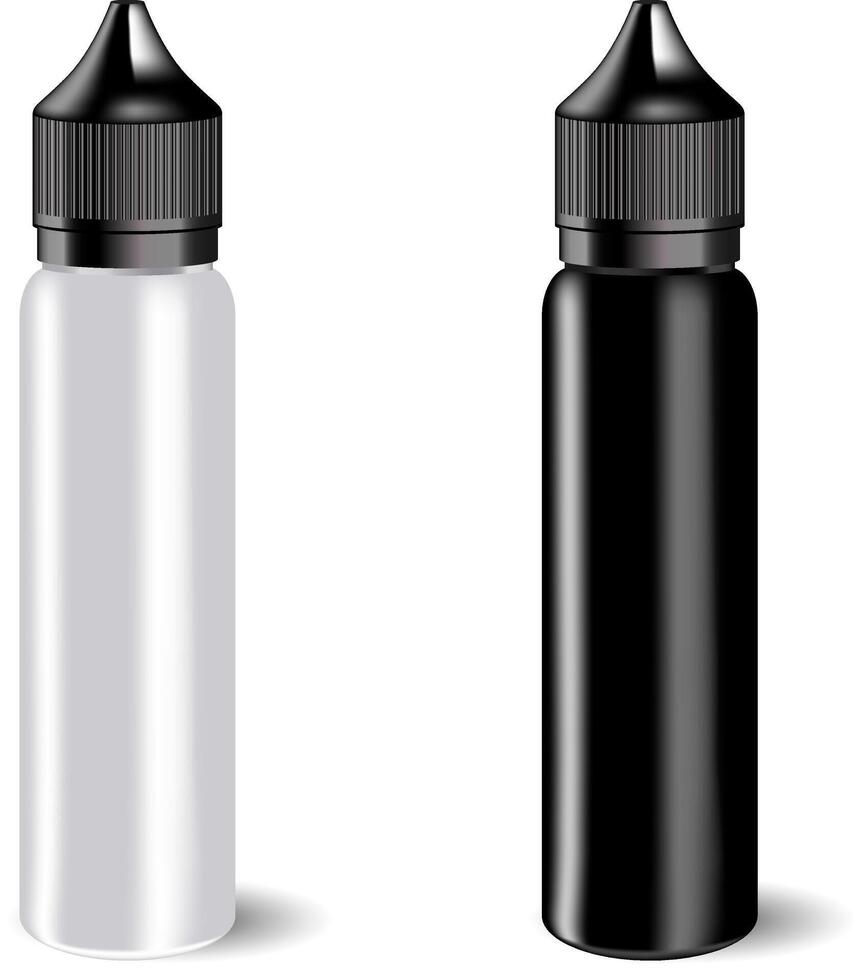 vape e liquide bouteilles ensemble avec étiquette et Facile style logo. compte-gouttes pots dans noir et blanc couleur. haute qualité eps10 illustration conception isolé sur blanc Contexte. vecteur