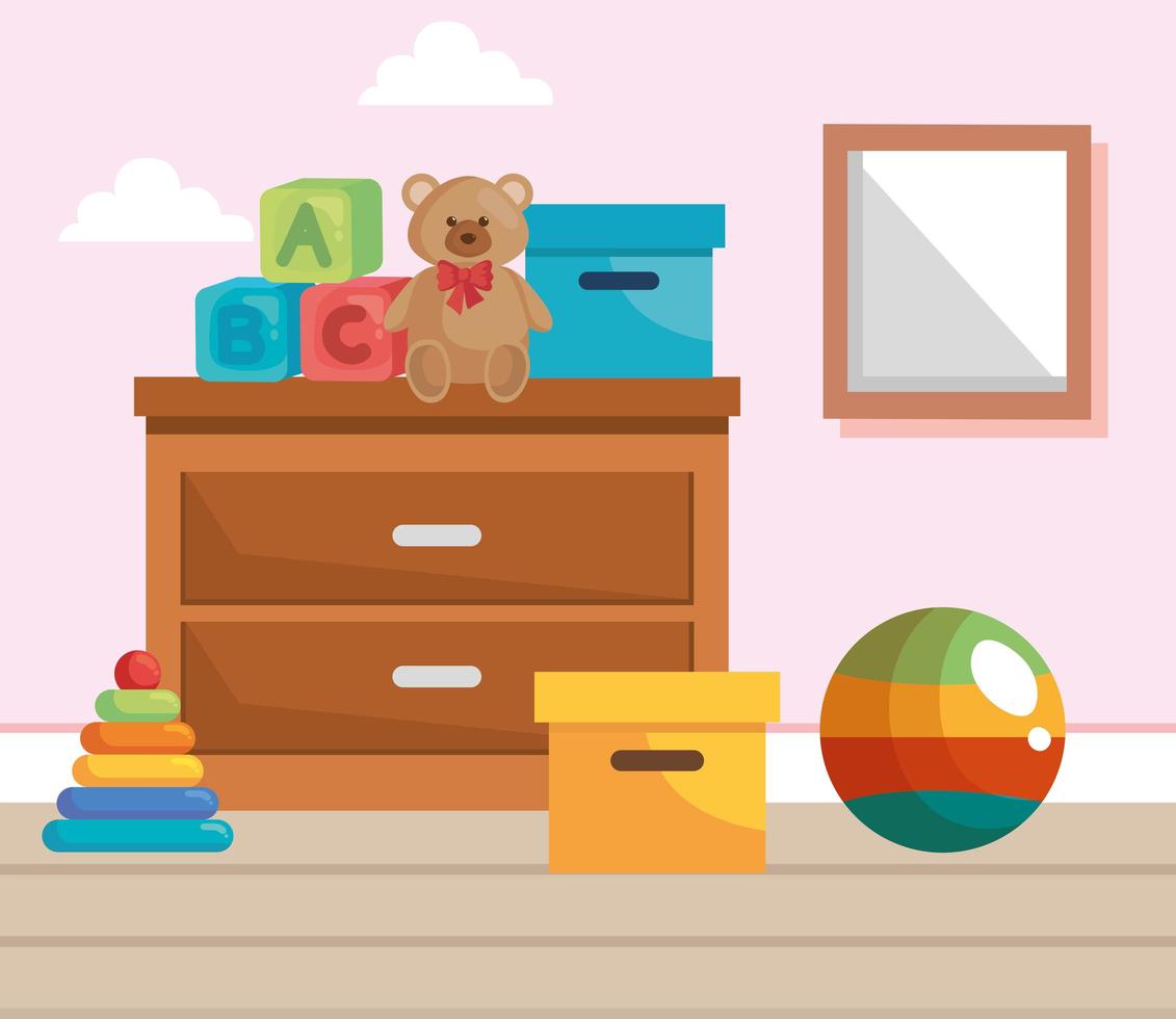 chambre de bébé avec des jouets vecteur