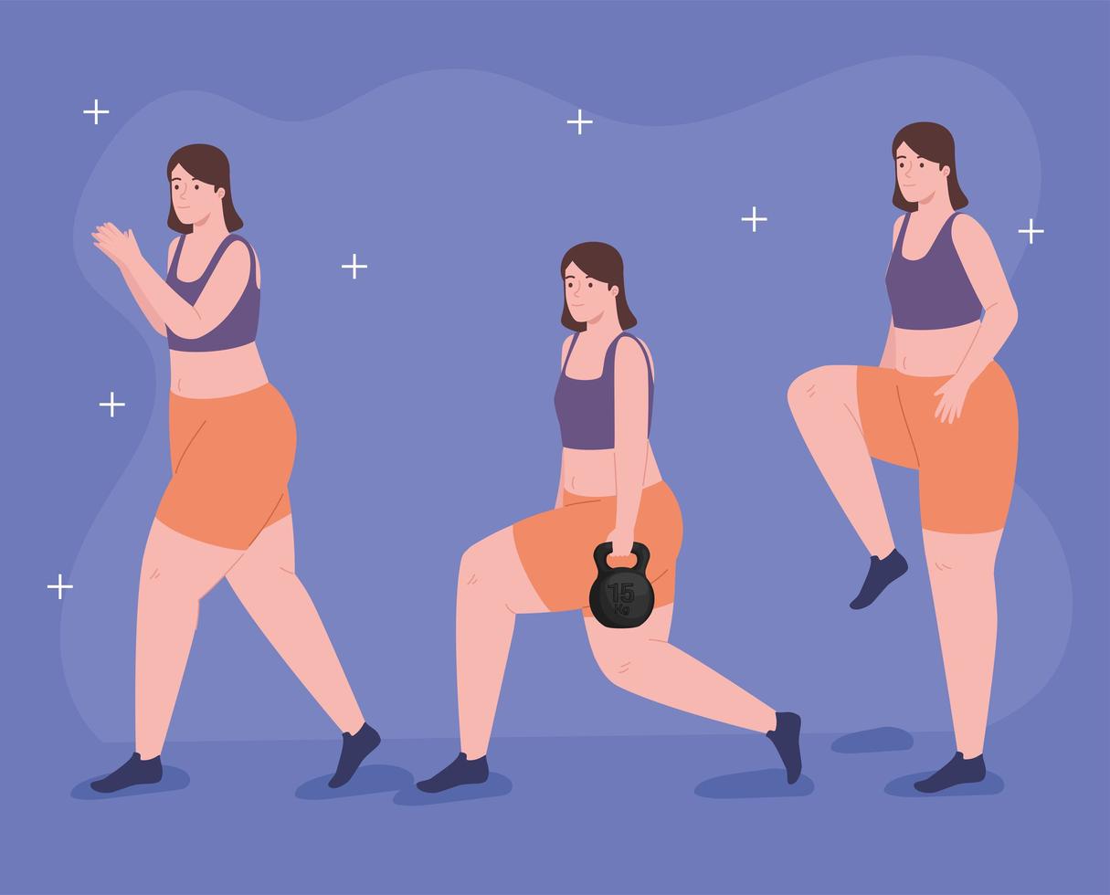 trois filles de fitness vecteur