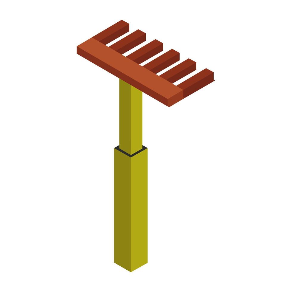 Râteau isométrique sur fond blanc vecteur