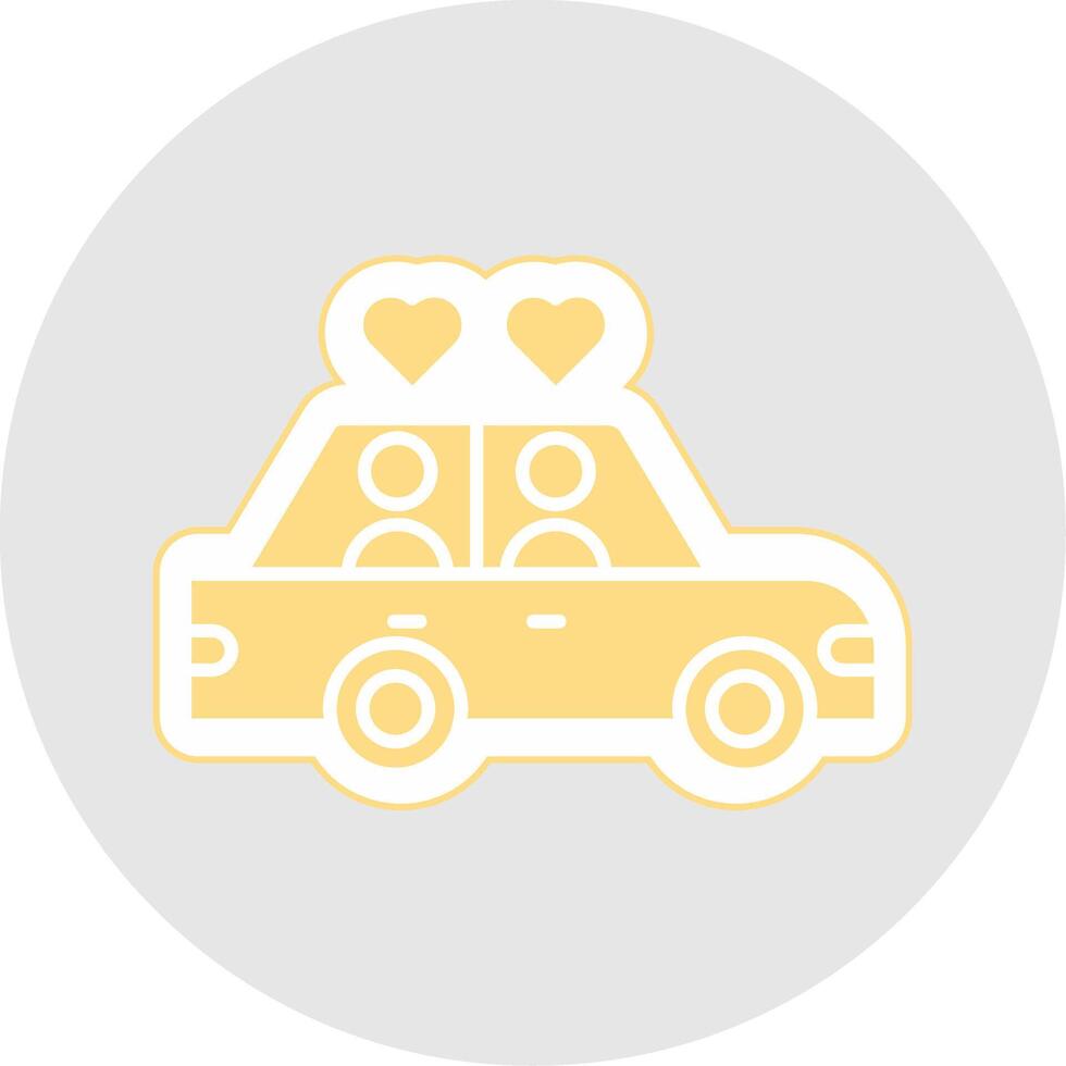 mariage voiture glyphe multicolore autocollant icône vecteur
