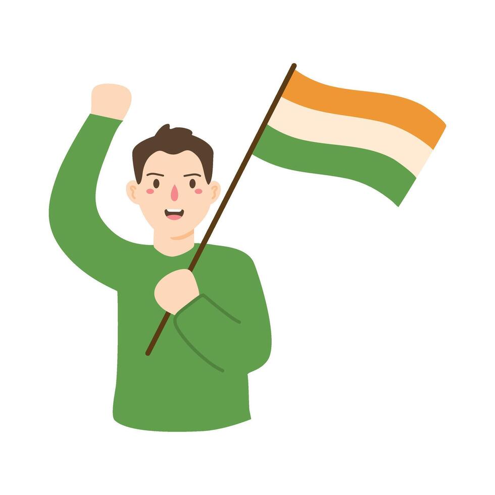 gens célébrer république journée agitant Indien drapeau illustration vecteur