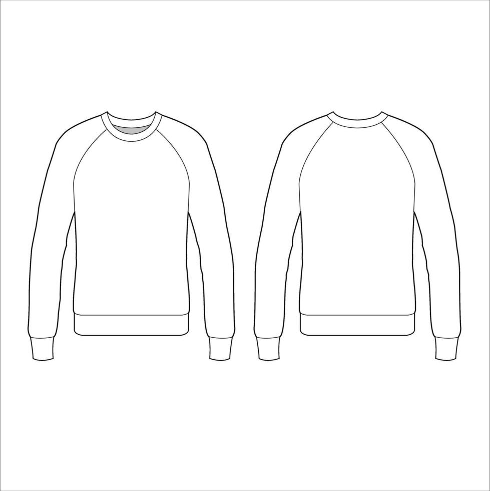 vecteur raglan longue manche sweat-shirt technique mode plat esquisser vecteur illustration modèle