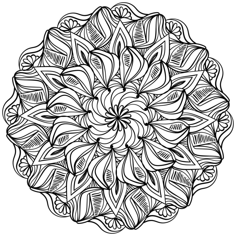 contour mandala avec fleuri motifs, coloration page pour conception ou la créativité vecteur