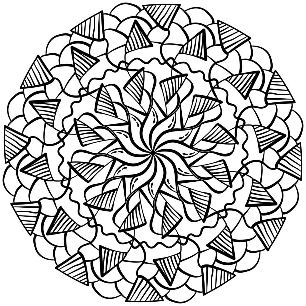 abstrait mandala avec triangulaire motifs, griffonnage coloration page pour la créativité vecteur