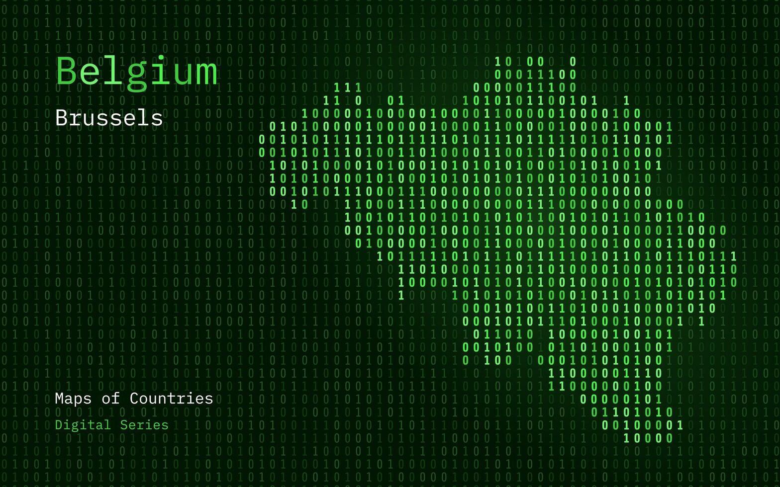Belgique carte montré dans binaire code modèle. matrice Nombres, zéro, un. monde des pays vecteur Plans. numérique séries