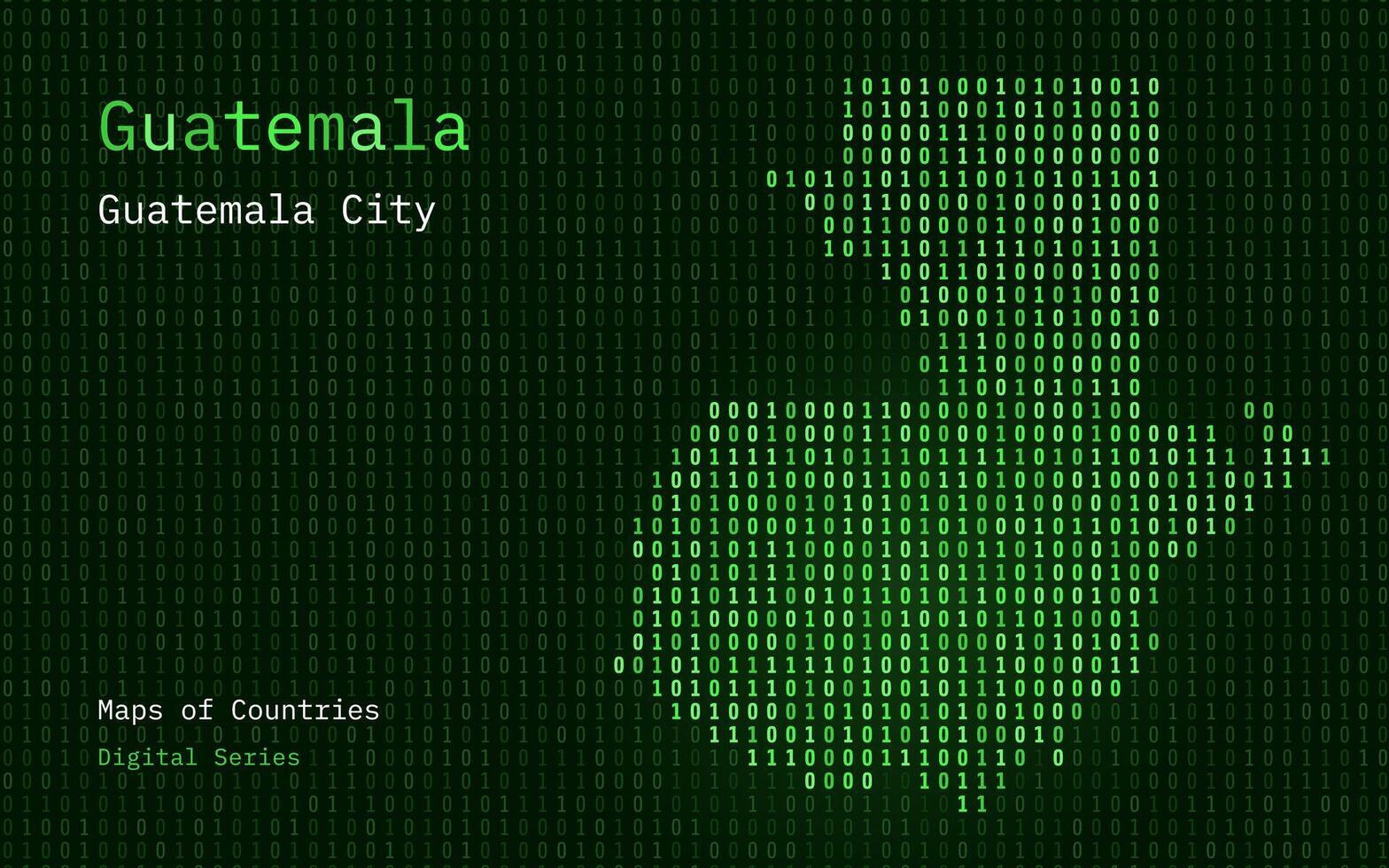 Guatemala carte montré dans binaire code modèle. tsmc. vert matrice Nombres, zéro, un. monde des pays vecteur Plans. numérique séries
