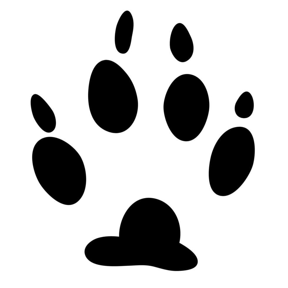 icône noire de piste de chien, logo, silhouette isolée sur fond blanc. empreinte de patte. vecteur