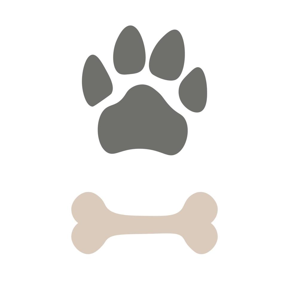 patte et os des animaux de compagnie. icône de pas d'animaux. logo de l'animalerie. vecteur