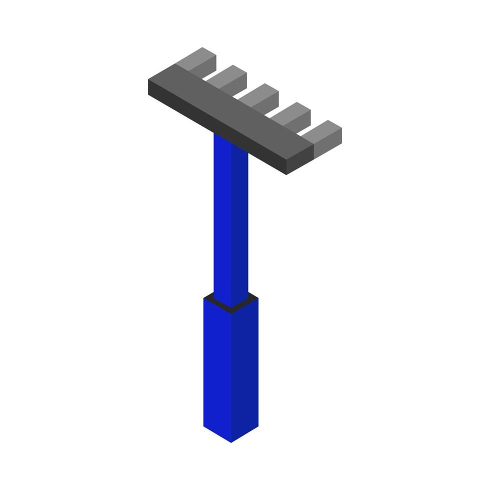 Râteau isométrique sur fond blanc vecteur