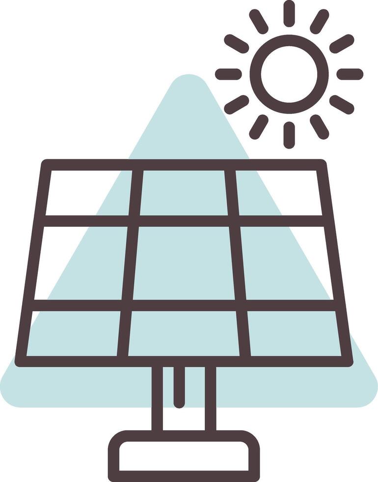 solaire panneau ligne forme couleurs icône vecteur