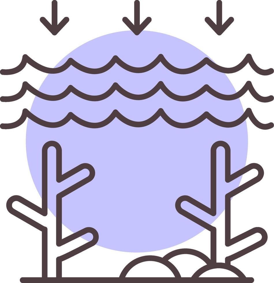 océan acidité ligne forme couleurs icône vecteur