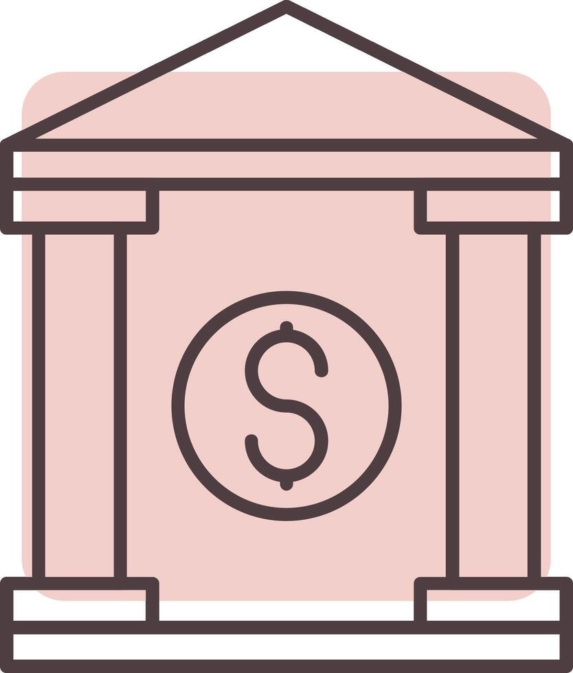 banque ligne forme couleurs icône vecteur