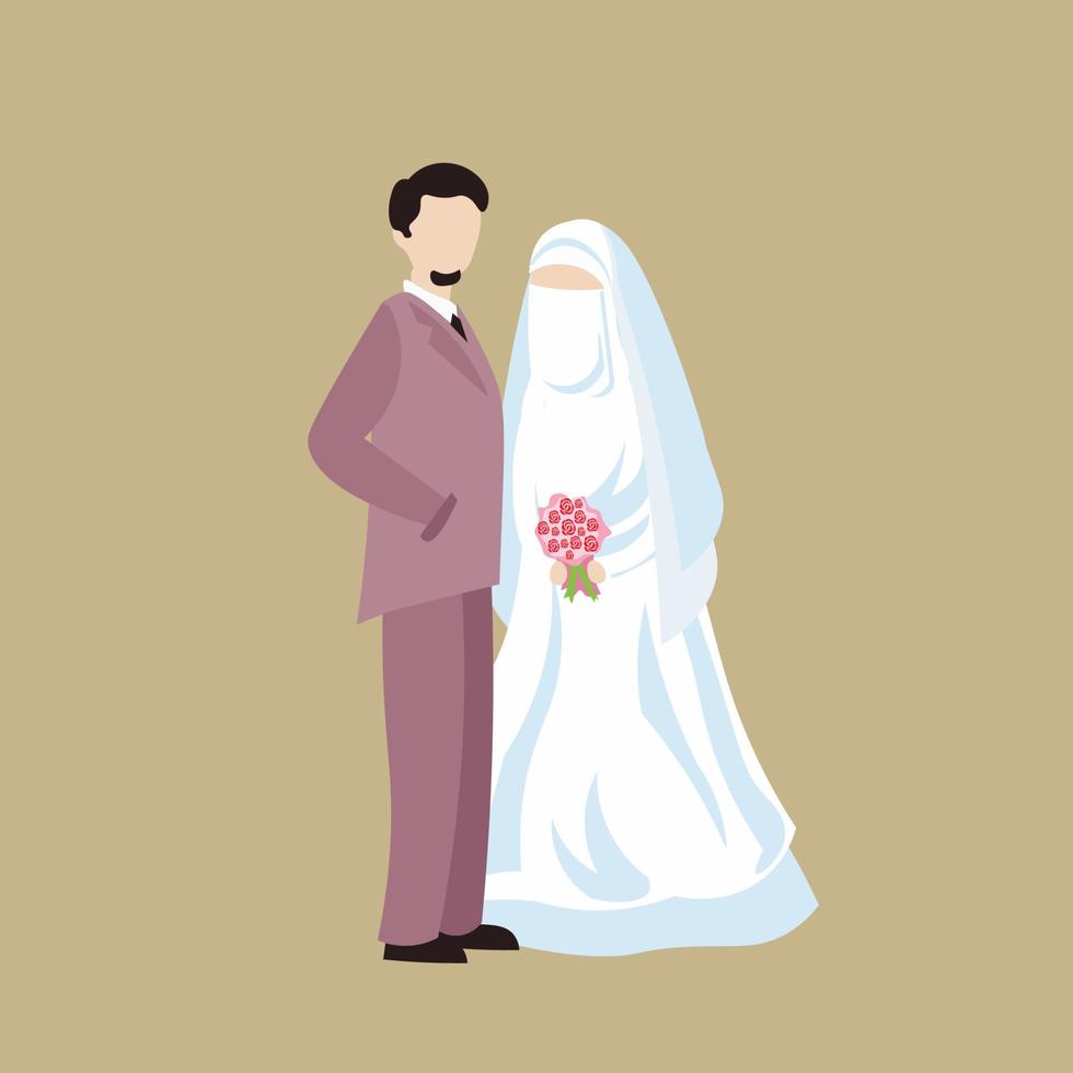 illustration du hijab de la mariée et du marié vecteur