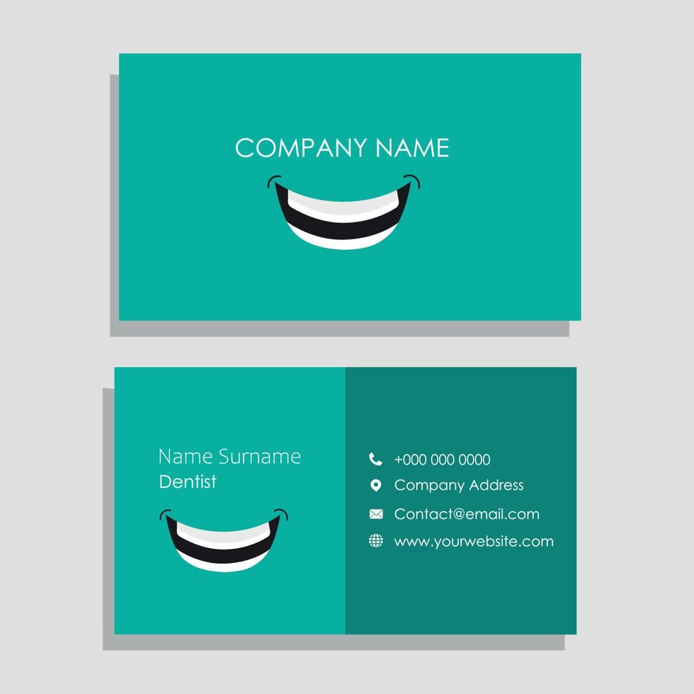 carte de visite dentiste turquoise avec un sourire drôle vecteur
