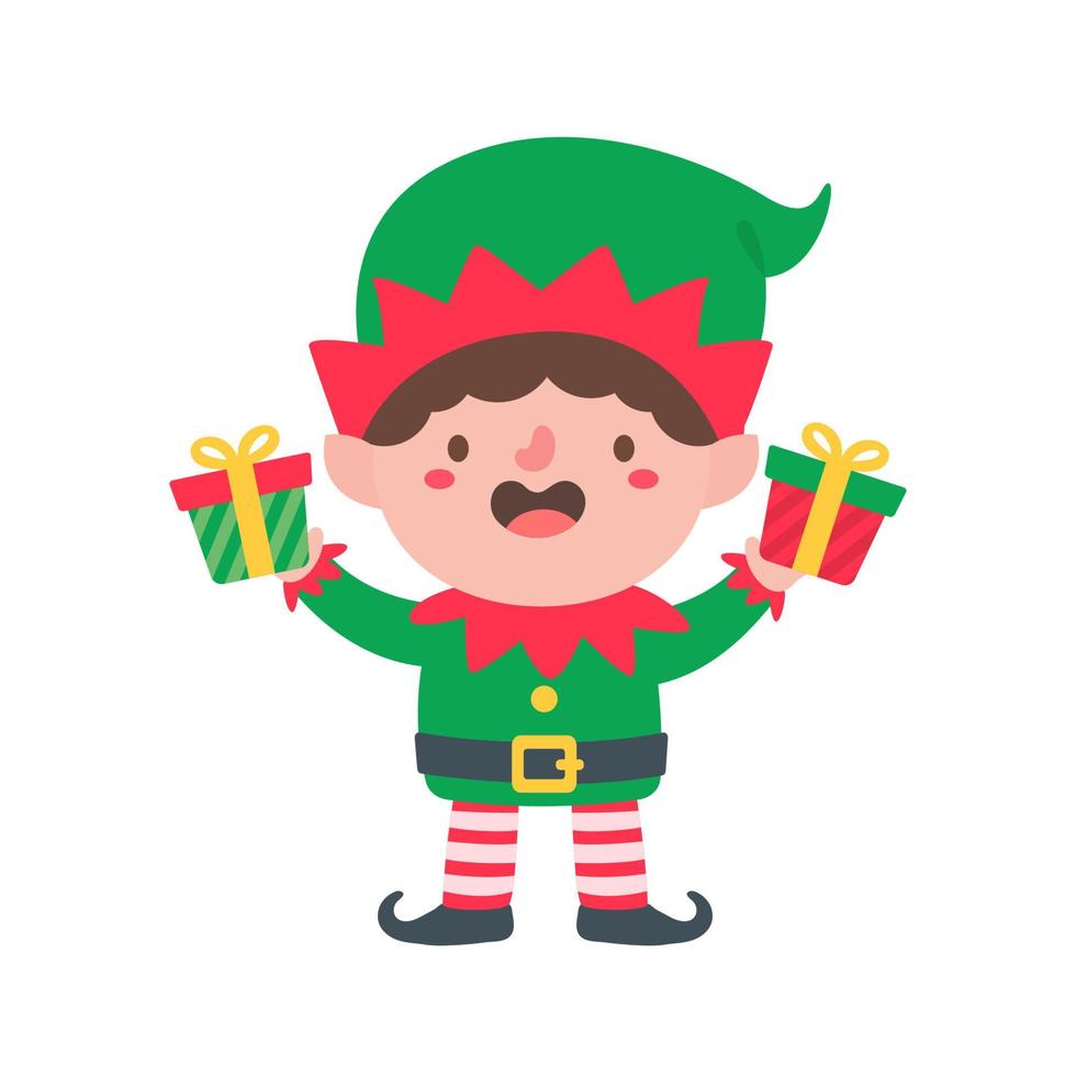 personnage elfe pour la décoration de cartes de voeux de Noël. vecteur