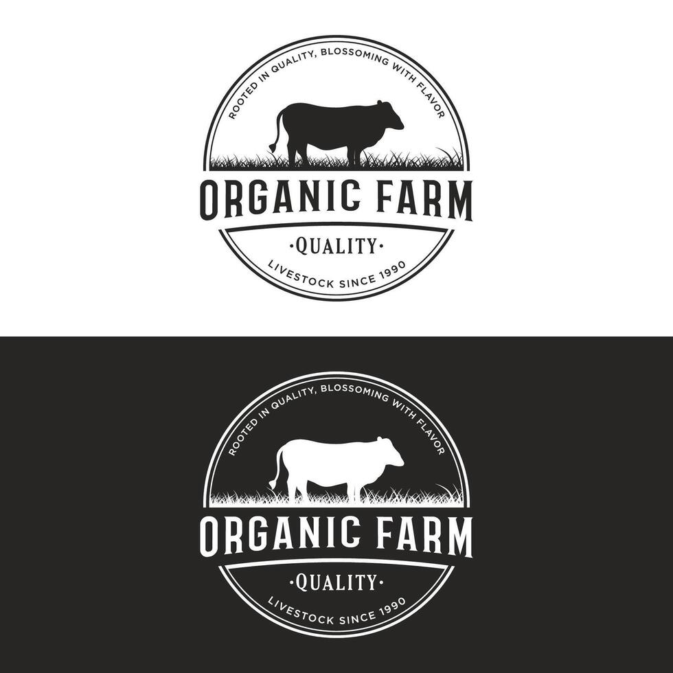 rétro ancien prime qualité biologique animal ferme logo conception. logo pour entreprise, bétail, Étiquettes et insignes. vecteur