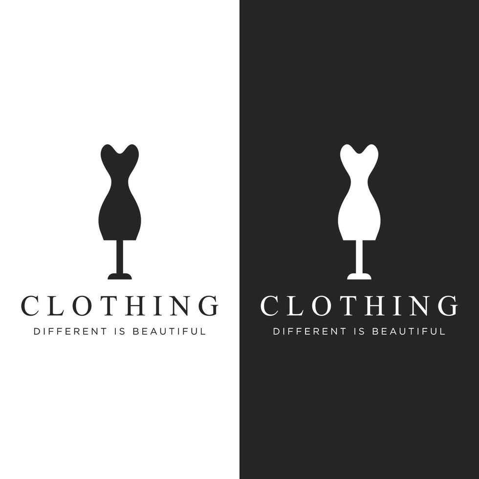 aux femmes Vêtements logo conception avec cintre, luxe vêtements. logo pour entreprise, boutique, mode boutique, modèle, achats et beauté. vecteur