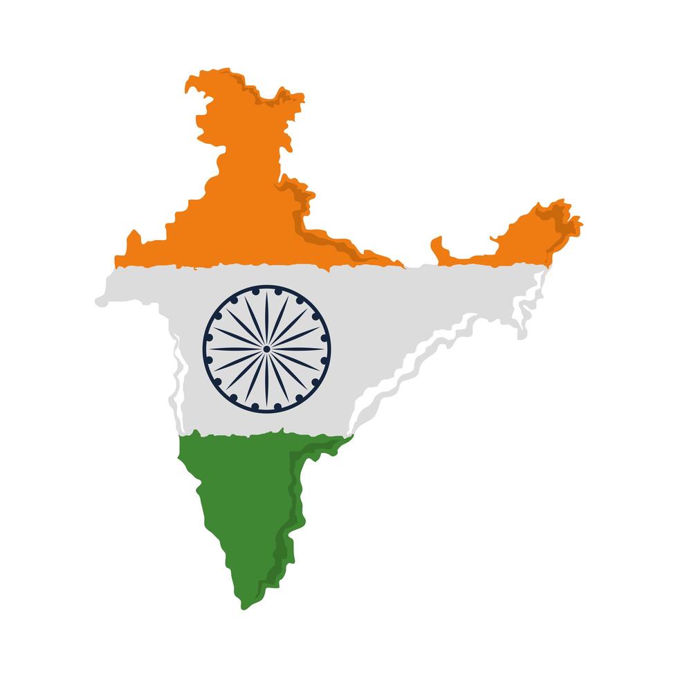 drapeau indien sur la carte vecteur
