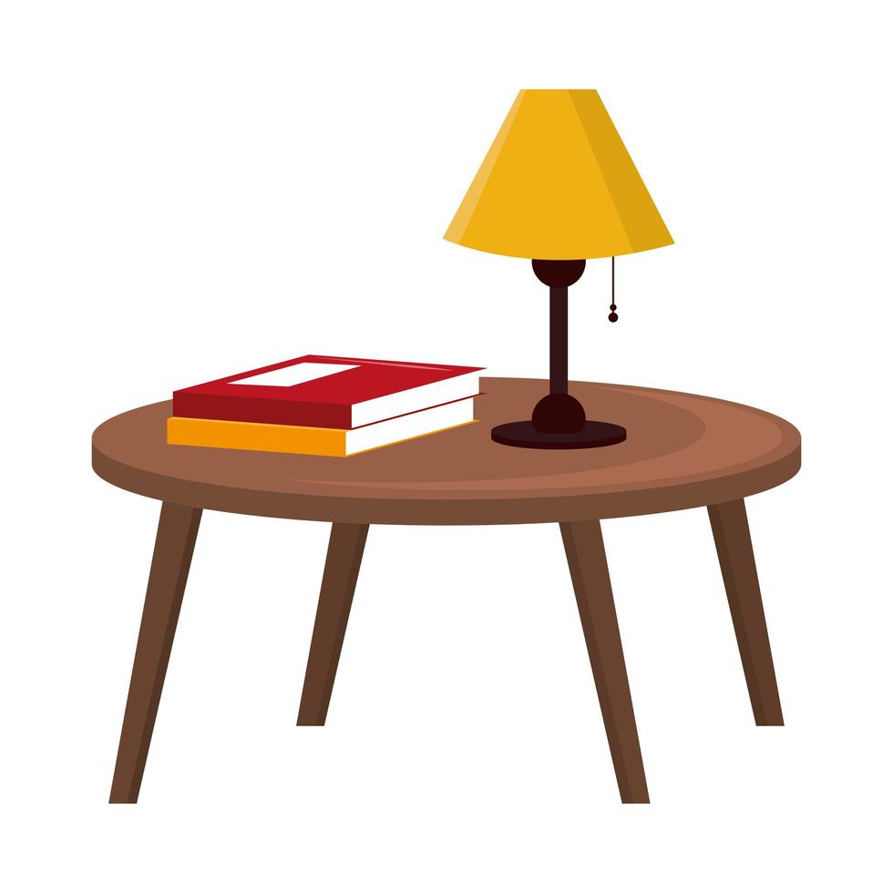 lampe de table avec des livres vecteur