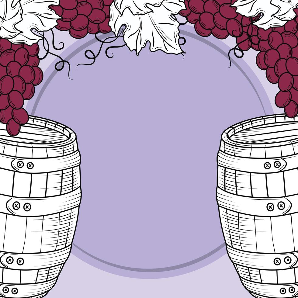 tonneau de vin raisin vecteur