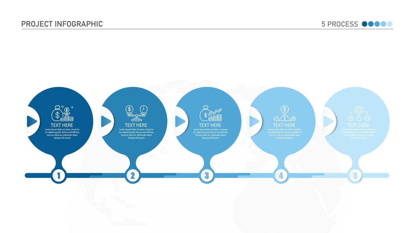 infographie processus conception avec Icônes et 5 les options ou pas. vecteur