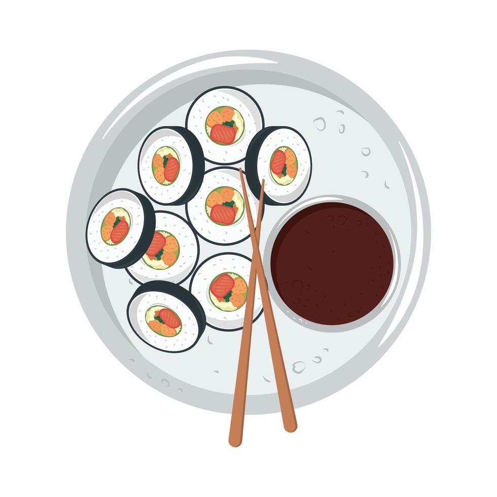 nourriture traditionnelle de sushi vecteur