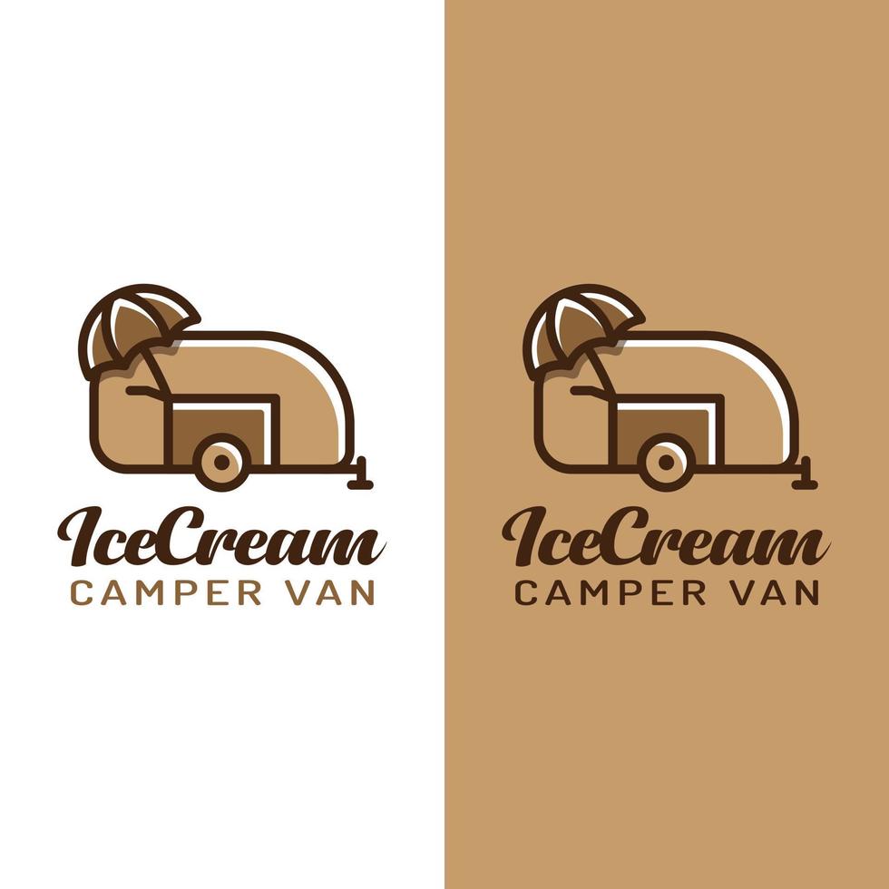 modèle de conception de logo de chariot de crème glacée et de camping-car vecteur