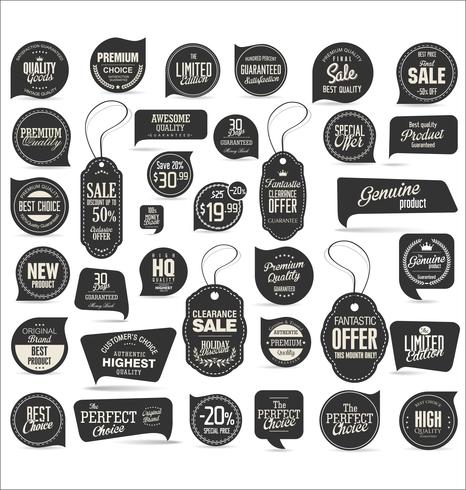 Collection de badges et étiquettes vintage rétro vecteur