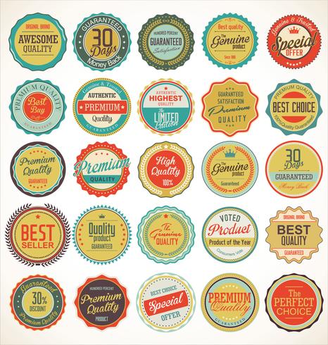 Collection de badges et étiquettes vintage rétro vecteur