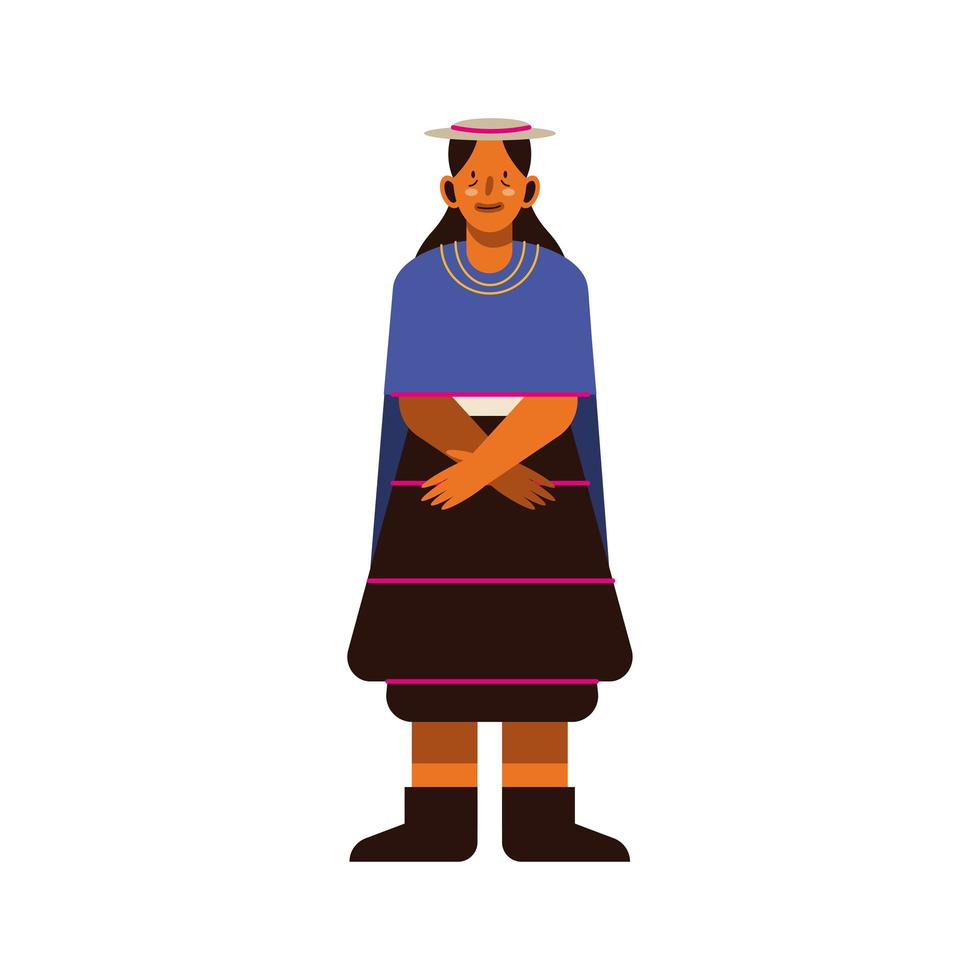 femme autochtone avec un tissu traditionnel vecteur