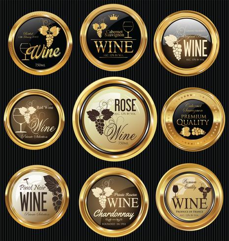 Étiquette de vin de luxe doré vecteur