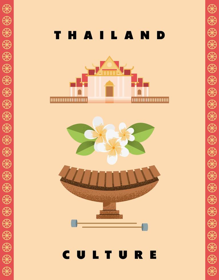 carte postale de la culture thaïlandaise vecteur