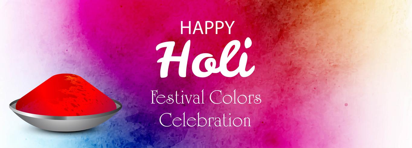 Conception de modèle de bannière coloré fête joyeux holi vecteur