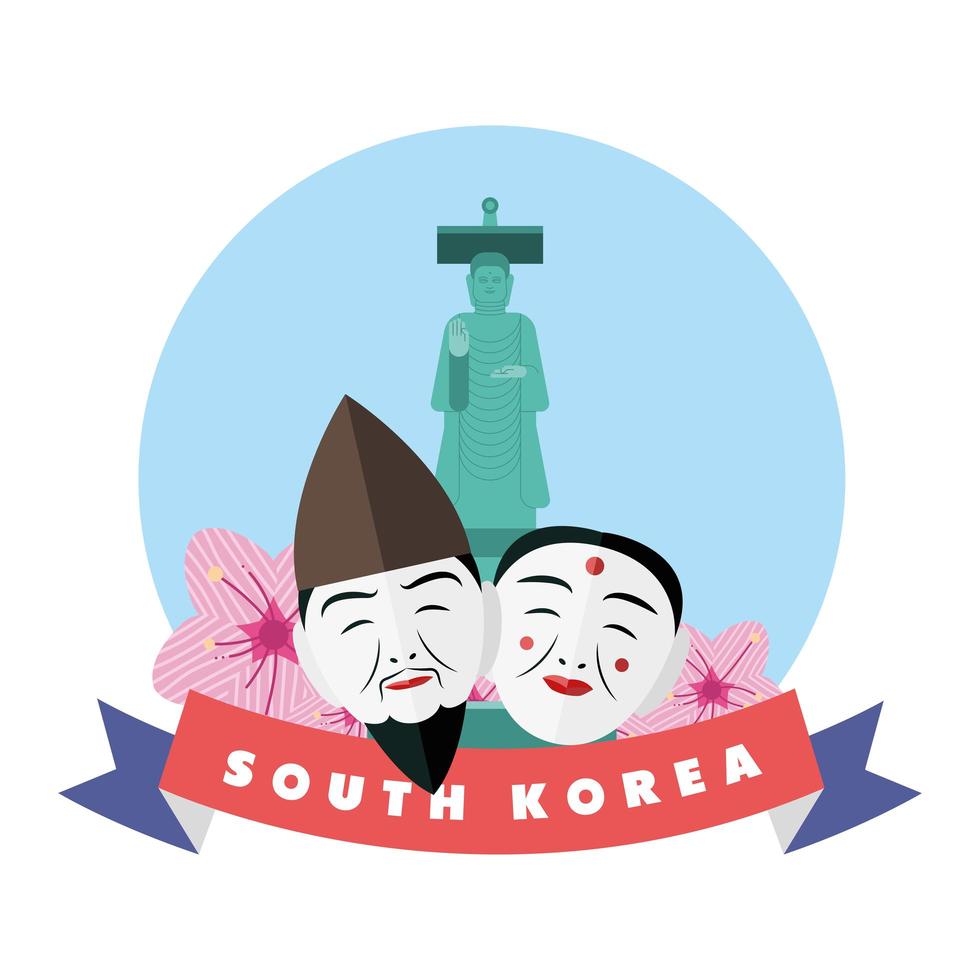 visages de couple sud-coréen vecteur