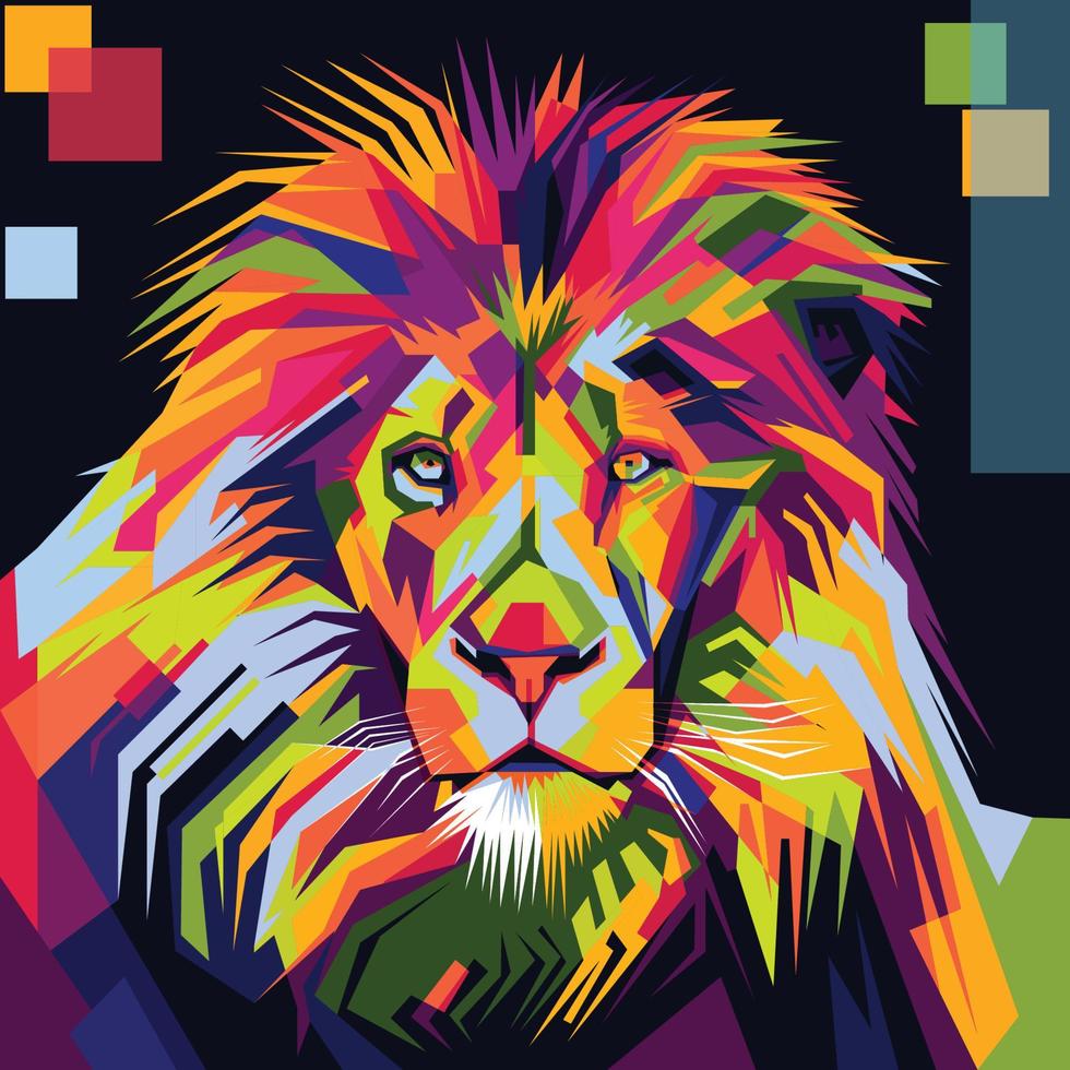 illustration de tête de lion colorée vecteur