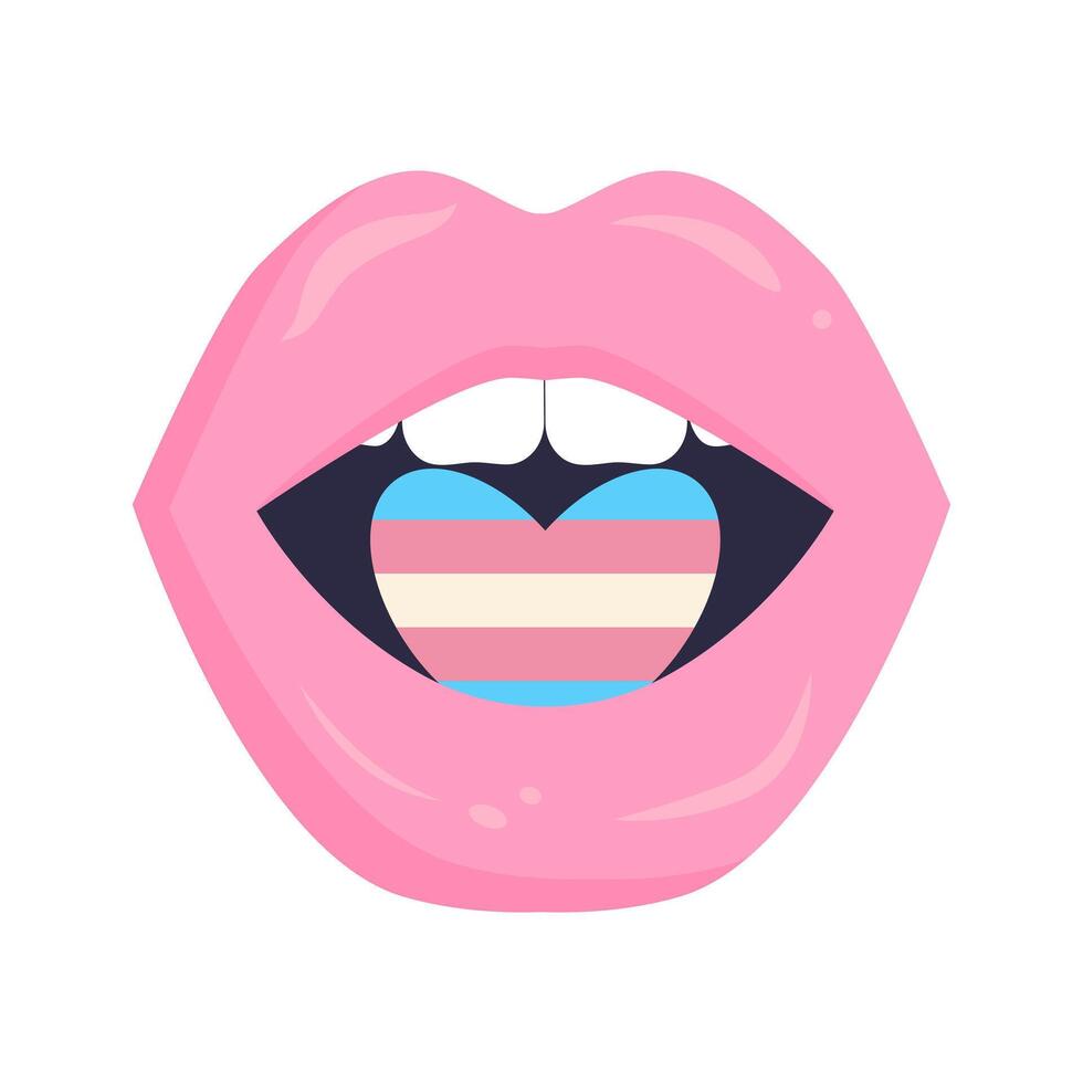lèvres avec transgenres cœur. bleu, rose et blanc couleurs. le sexe symbole de femme, Masculin et trans. lgbt, transgenres visibilité symbole. plat vecteur illustration.