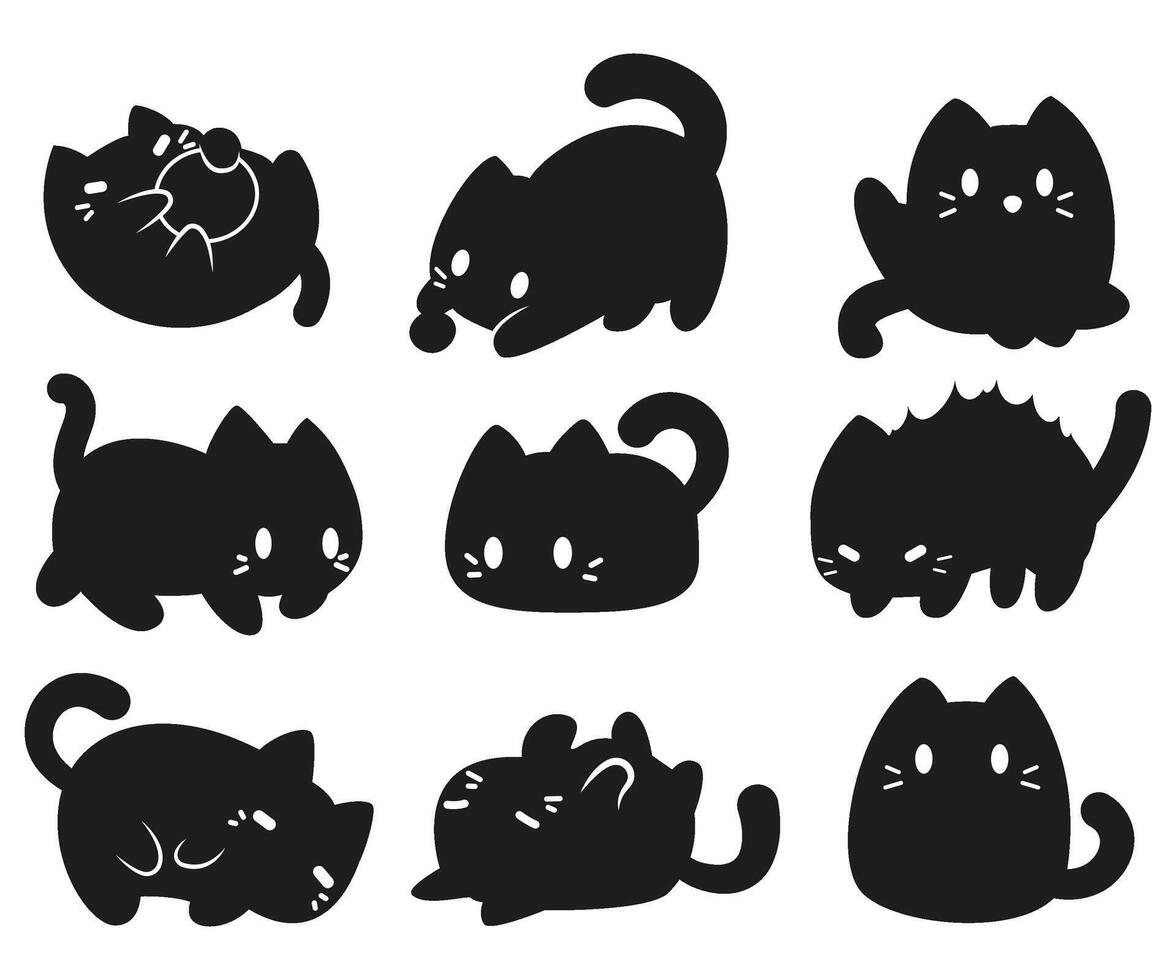 noir chat marrant pose, espiègle minou, adorable animal de compagnie vecteur dessin animé illustration