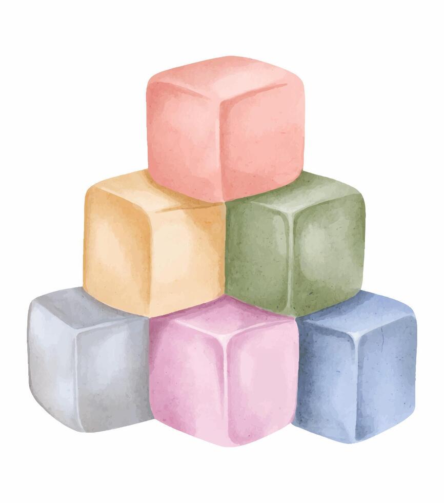 aquarelle cubes vecteur illustration. aquarelle jouets. mignonne dessin animé briques