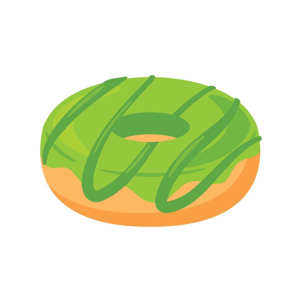 matcha vert thé Donut autocollant, dessin animé vecteur illustration