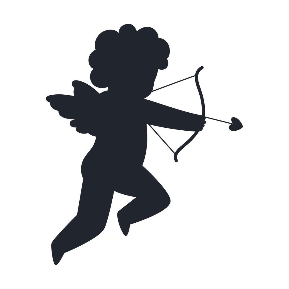 Cupidon silhouette. vecteur plat illustration.