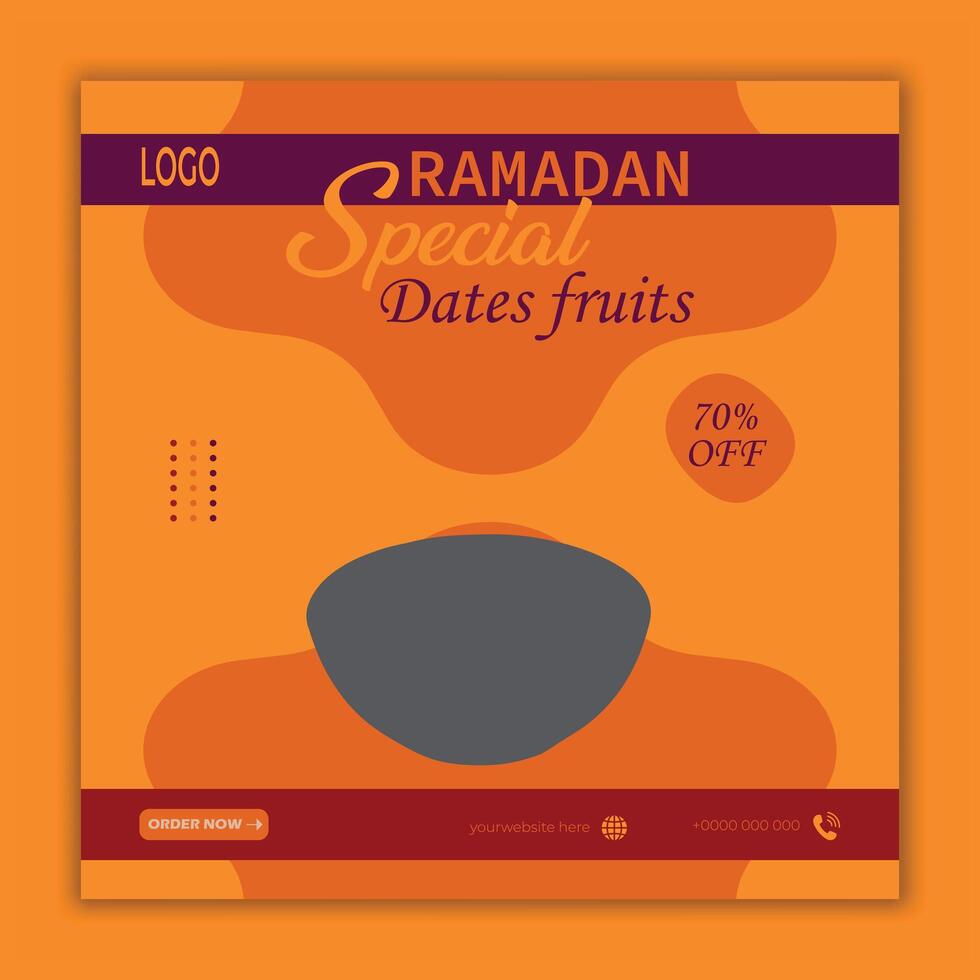 Ramadan spécial Rendez-vous fruit vente social médias bannière modèle vecteur
